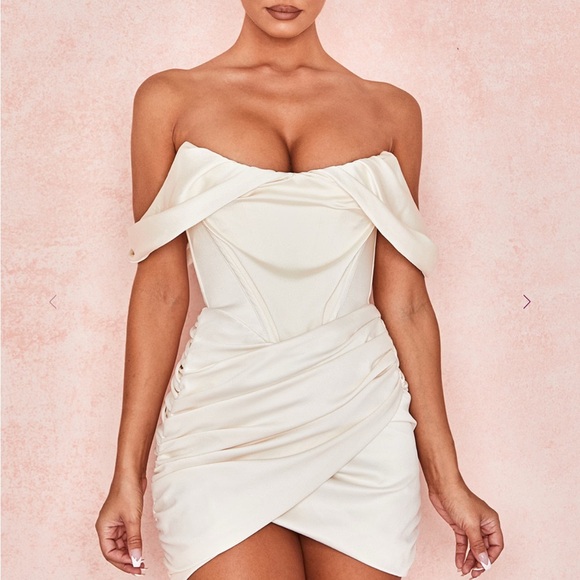 House of CB 'Coraline' Ivory Satin Corset Dress Size XS - Picture 3 of 10
